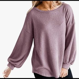 NWT waffle knit henley top